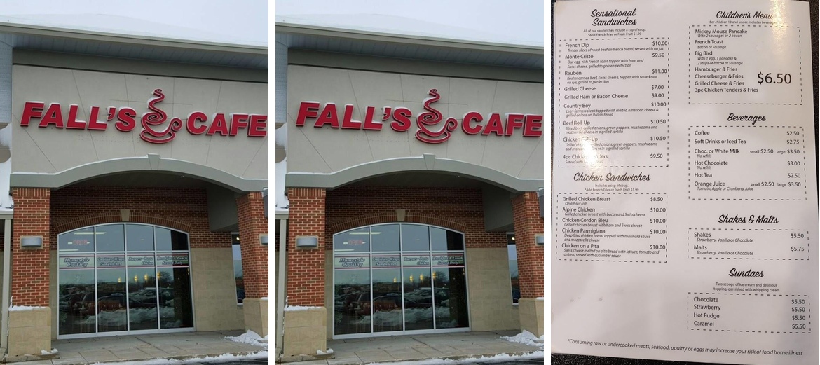 Falls Cafe Menu
